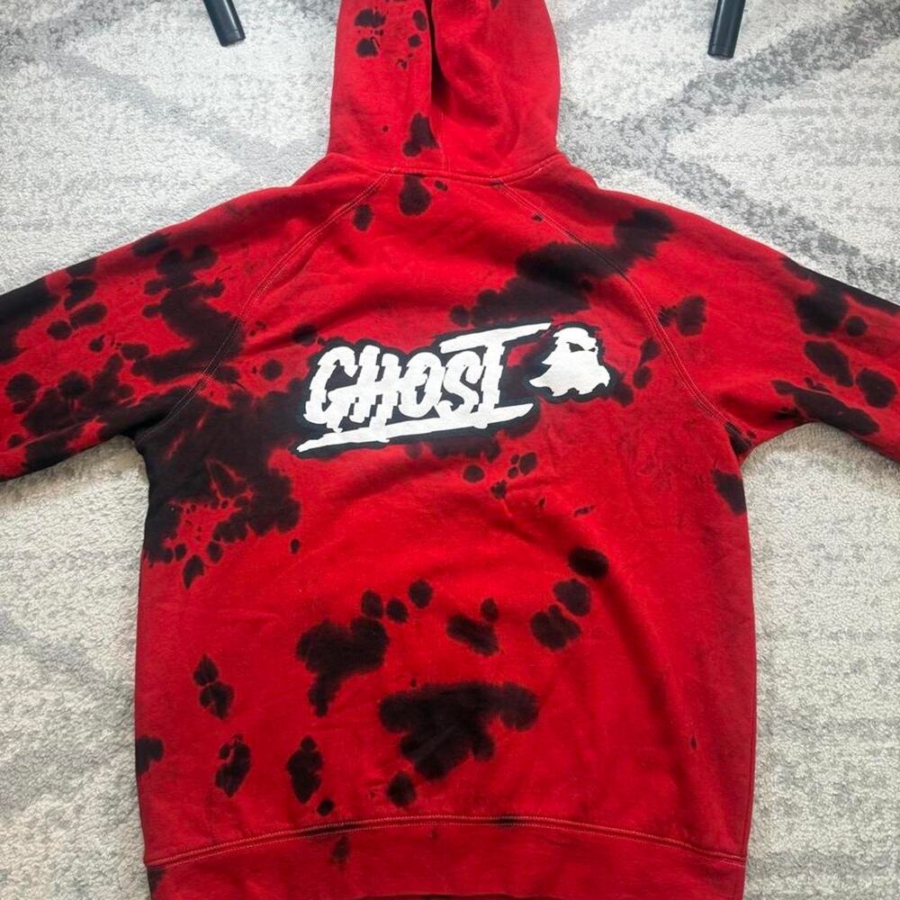 Ghost lifestyle glitch logo red tie dye hoodie size medium. Ghost energy drink